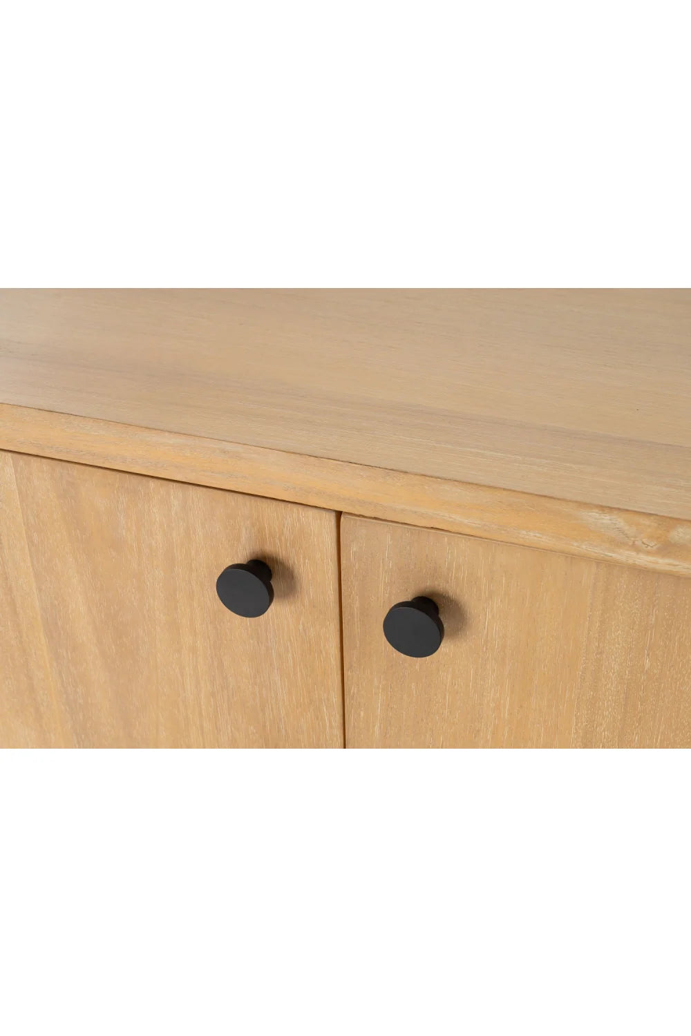 Luxury Ribbed Natural Acacia 2-Door Sideboard European Style for Villa