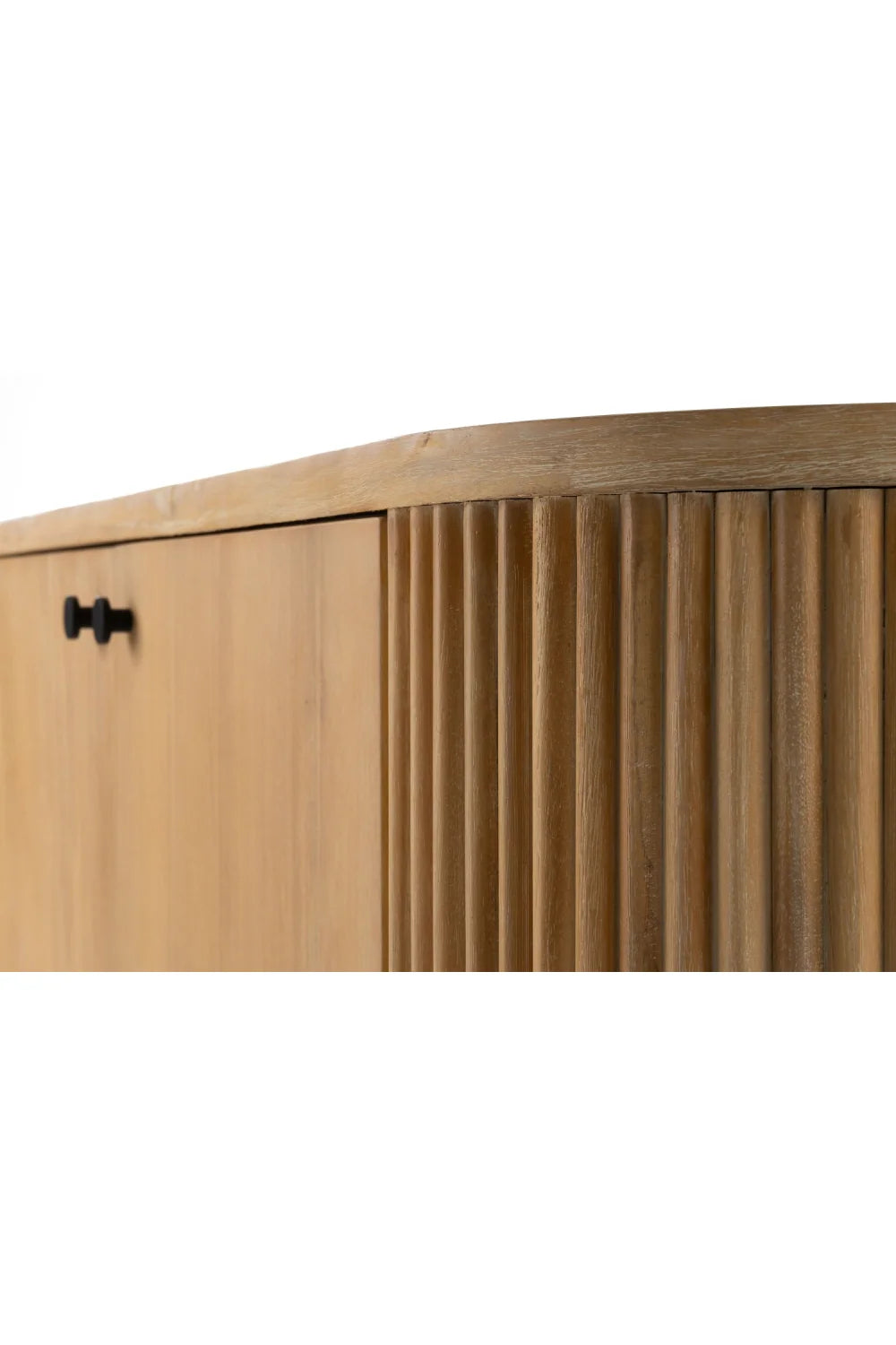 Luxury Ribbed Natural Acacia 2-Door Sideboard European Style for Villa