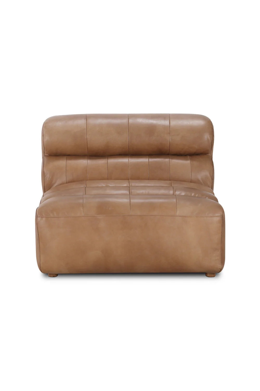 Luxury Ribbed Tan Leather Accent Chair European Style for Villa