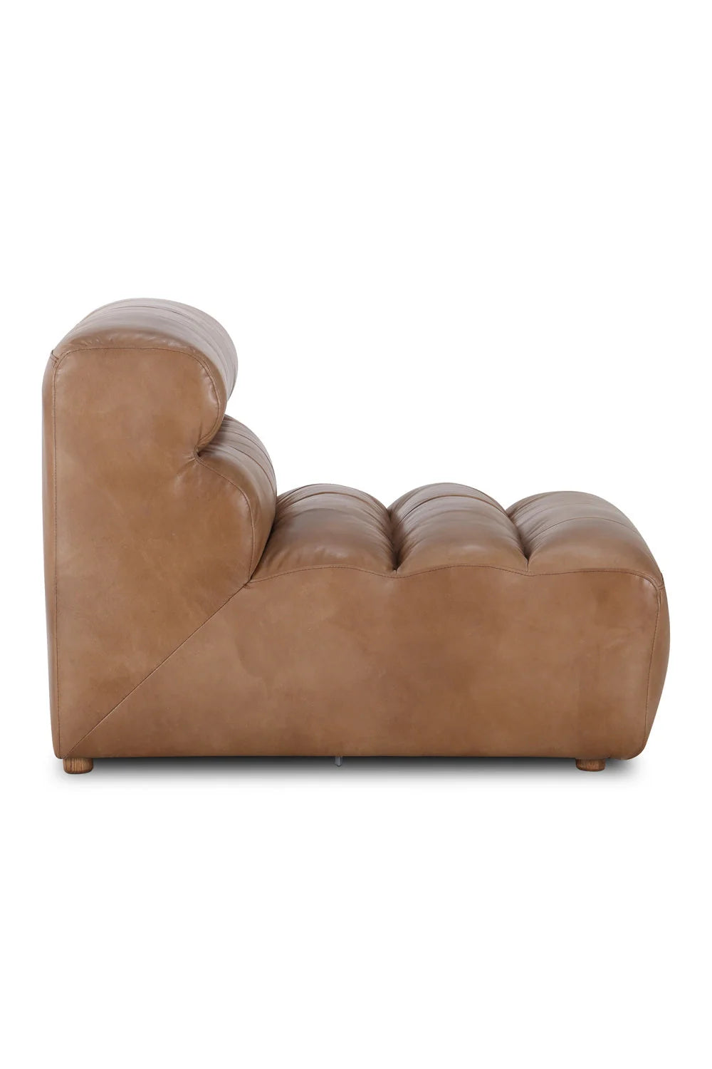 Luxury Ribbed Tan Leather Accent Chair European Style for Villa