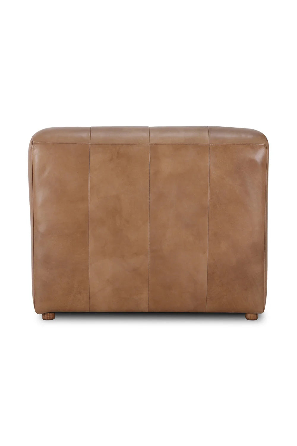 Luxury Ribbed Tan Leather Accent Chair European Style for Villa