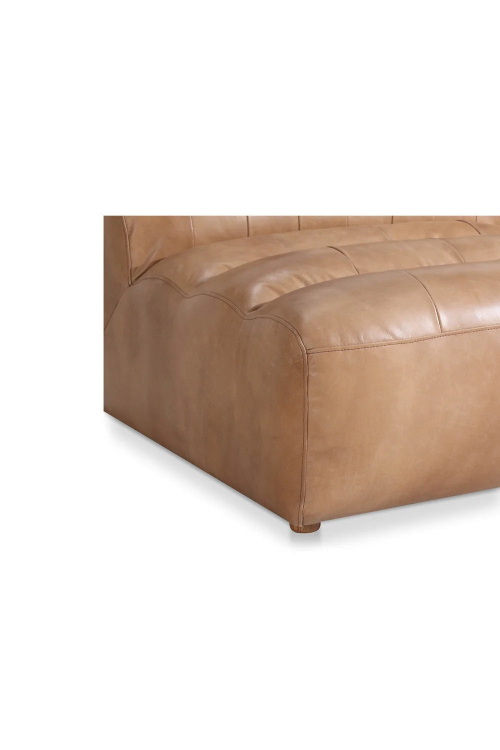 Luxury Ribbed Tan Leather Accent Chair European Style for Villa