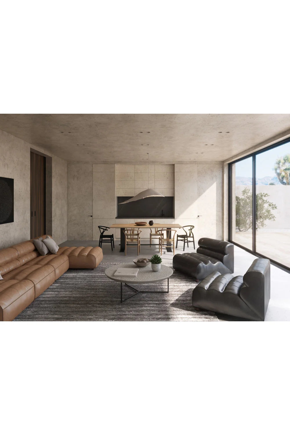 Luxury Ribbed Tan Leather Chaise Lounge Modern Italian Style for Villa