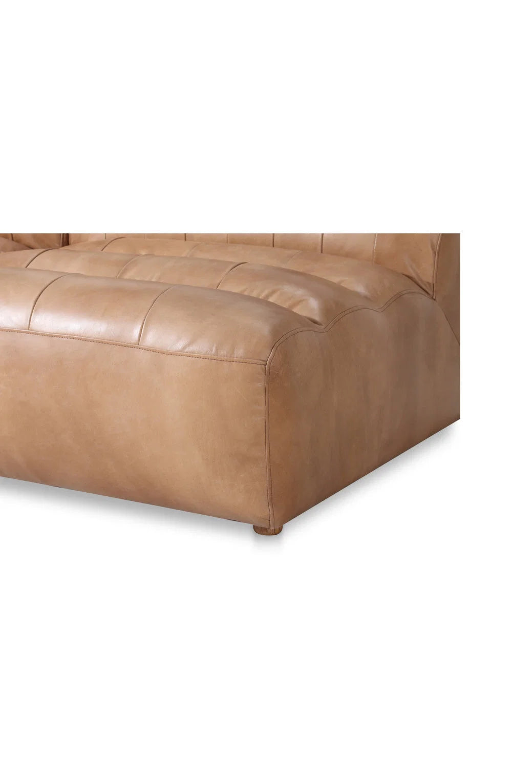 Luxury Ribbed Tan Leather Sectional Sofa Modern Italian Style for Villa