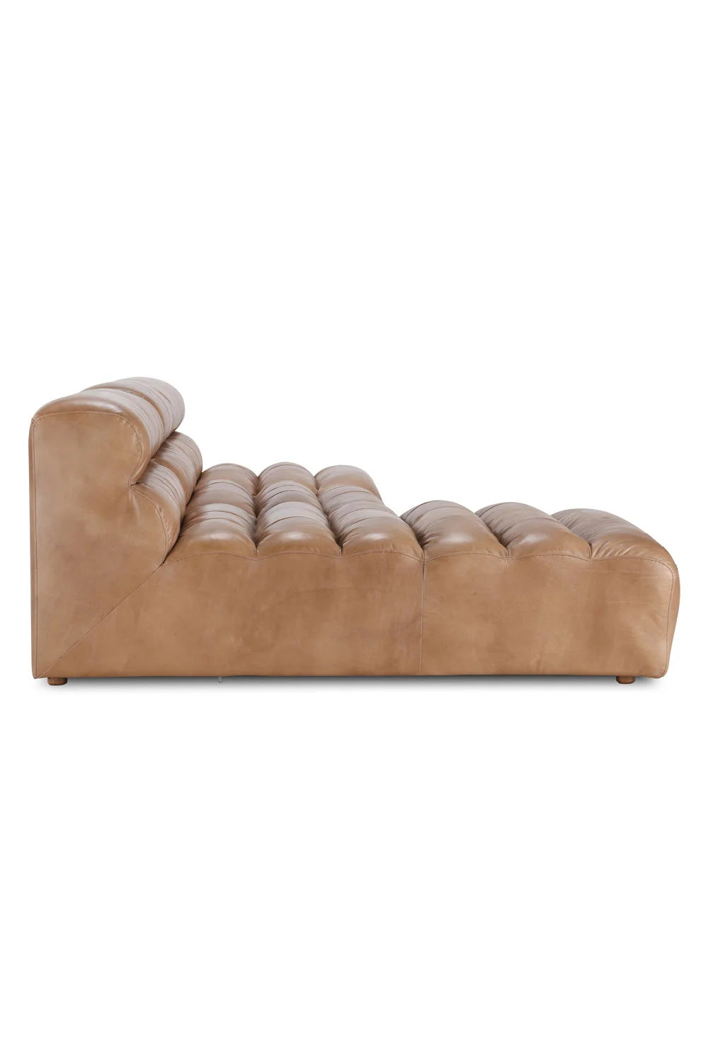 Luxury Ribbed Tan Leather Sectional Sofa Modern Italian Style for Villa