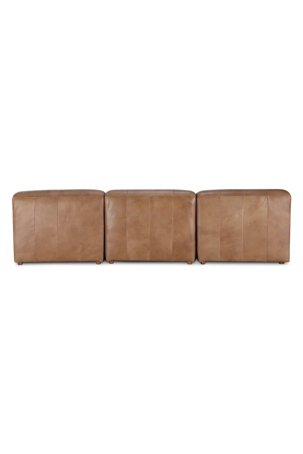Luxury Ribbed Tan Leather Sectional Sofa Modern Italian Style for Villa