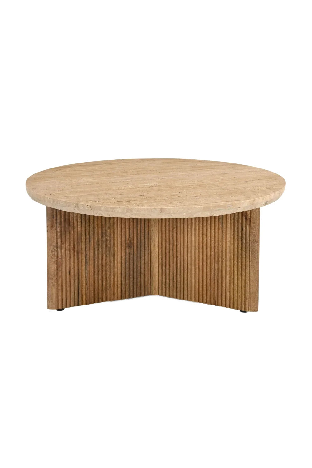 Luxury Ribbed Wood Marble Coffee Table Modern Italian Style for Villa