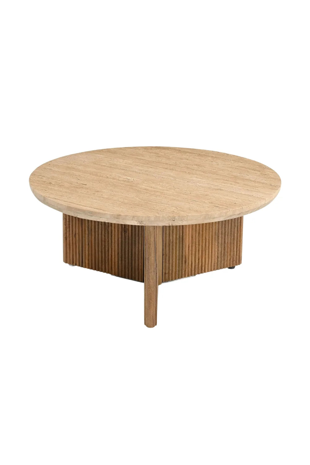 Luxury Ribbed Wood Marble Coffee Table Modern Italian Style for Villa