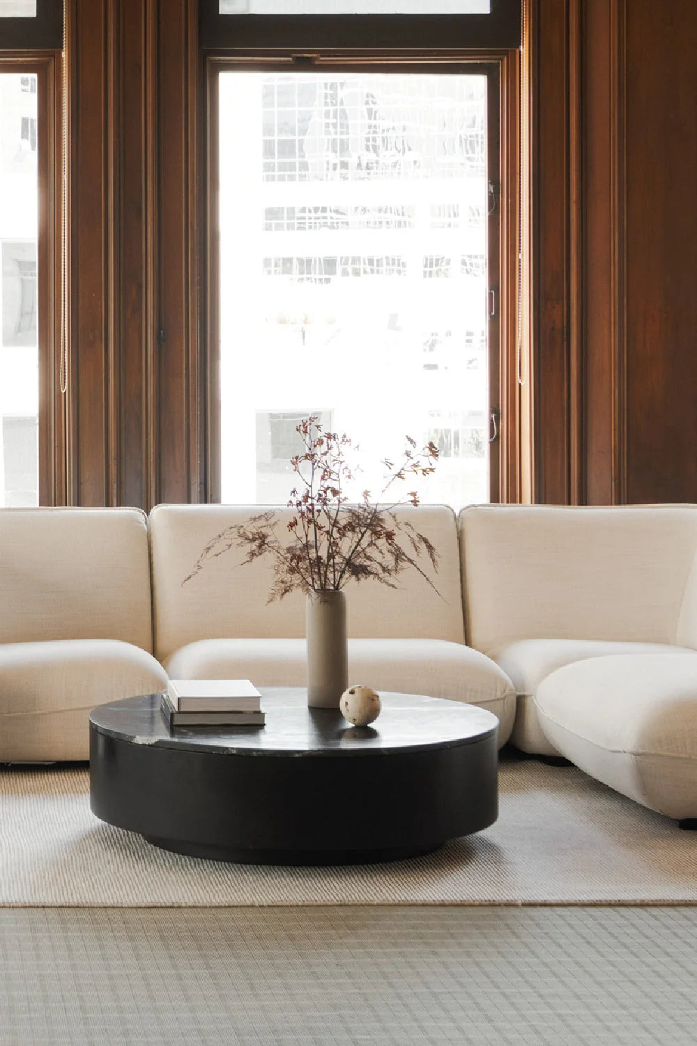 Luxury Ritual Black Marble Coffee Table Modern Italian Style for Villa
