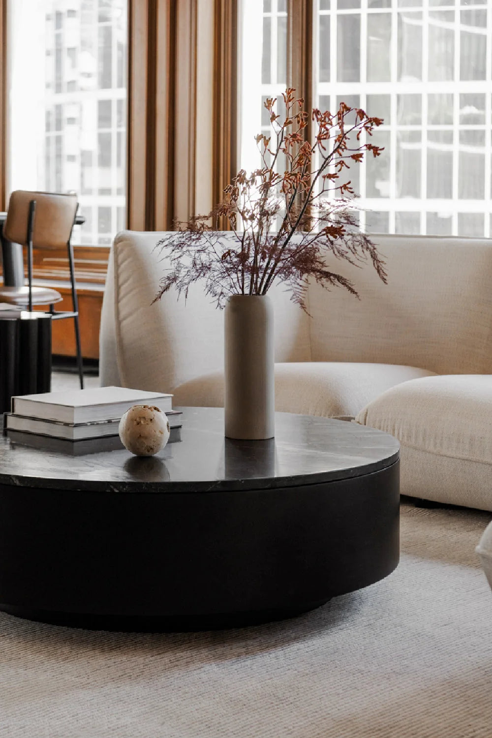 Luxury Ritual Black Marble Coffee Table Modern Italian Style for Villa