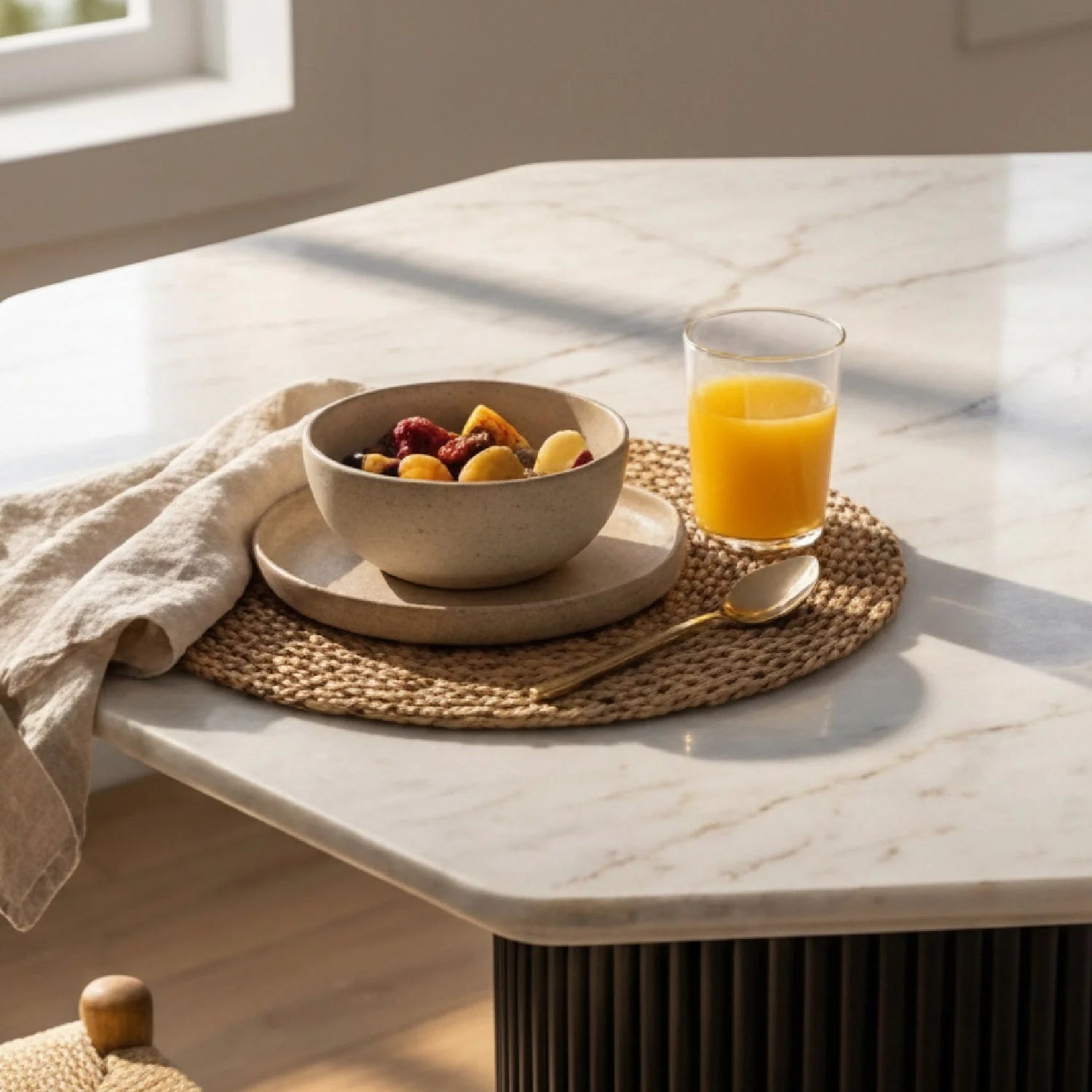 Luxury Rivas White Marble Hexagonal Dining Table Modern Italian Style for Villa