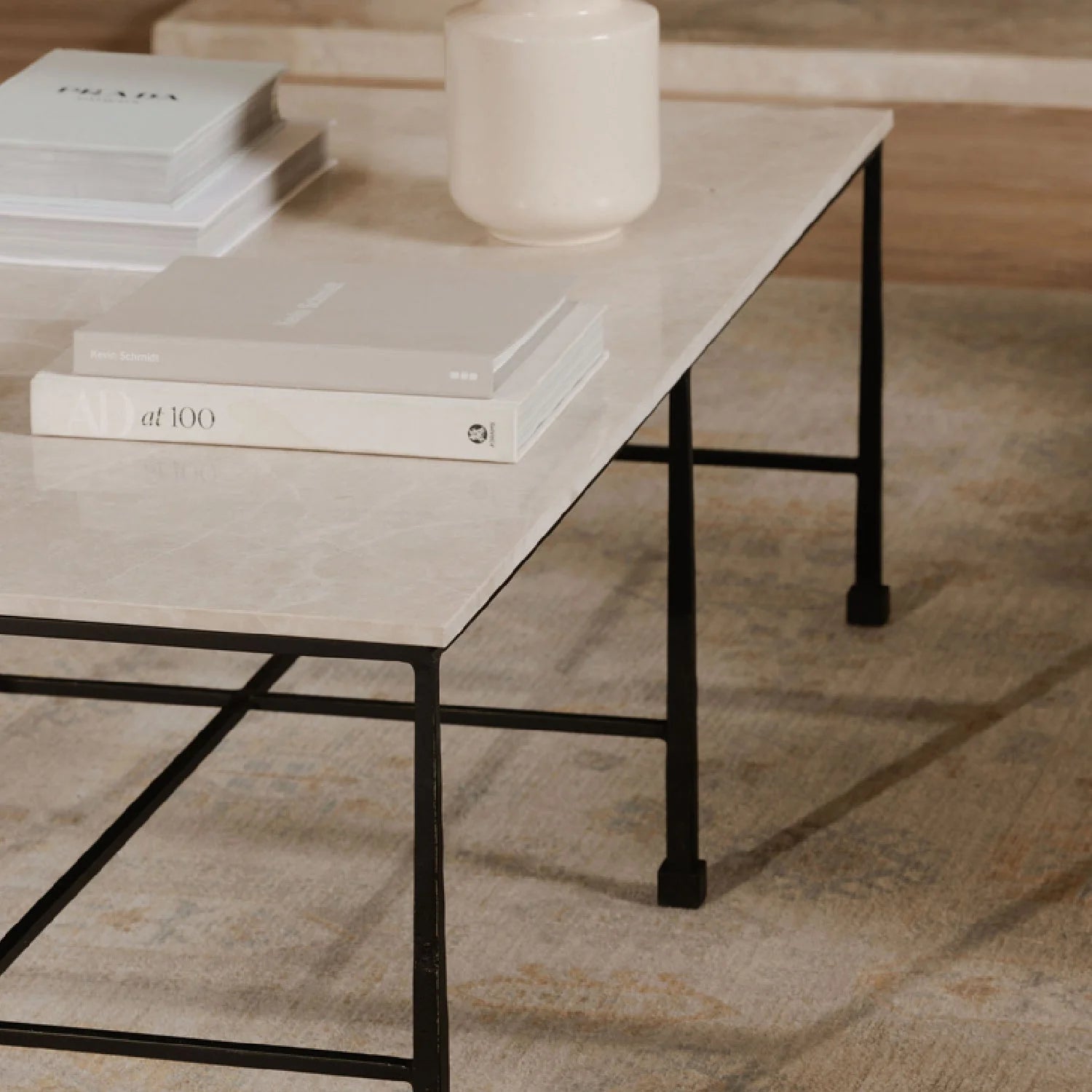 Luxury River Botticino Marble Coffee Table Modern Italian Style for Villa