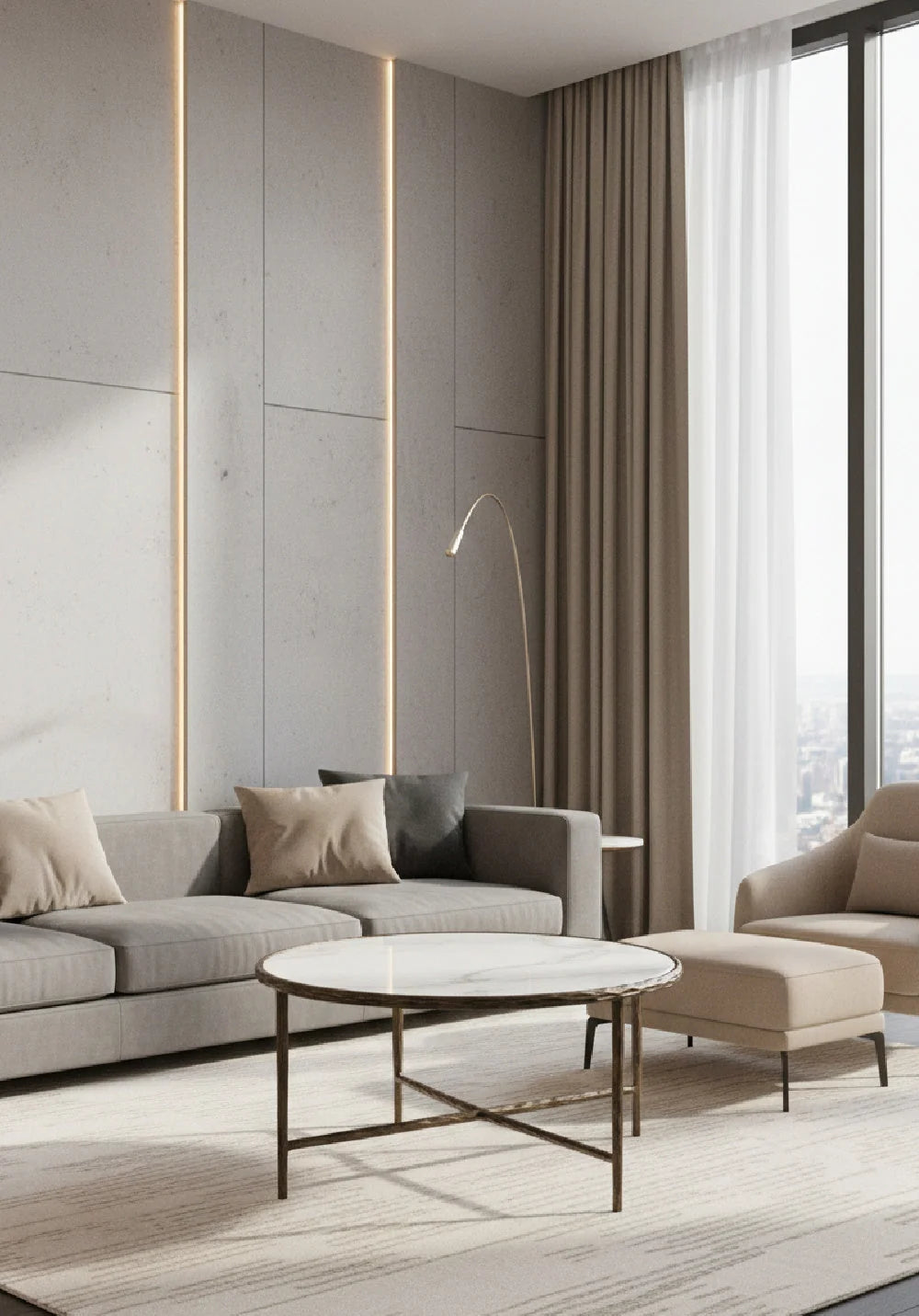 Luxury Riyaz Brass Framed Marble Coffee Table Modern Italian Style for Villa