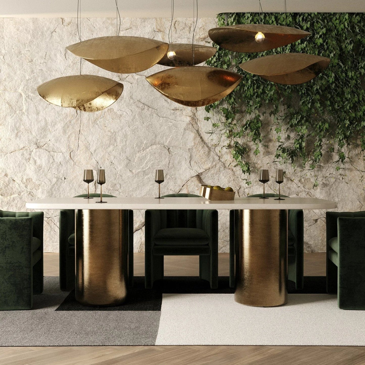 Luxury Rocky Marble Dining Table Modern Italian Style for Villa
