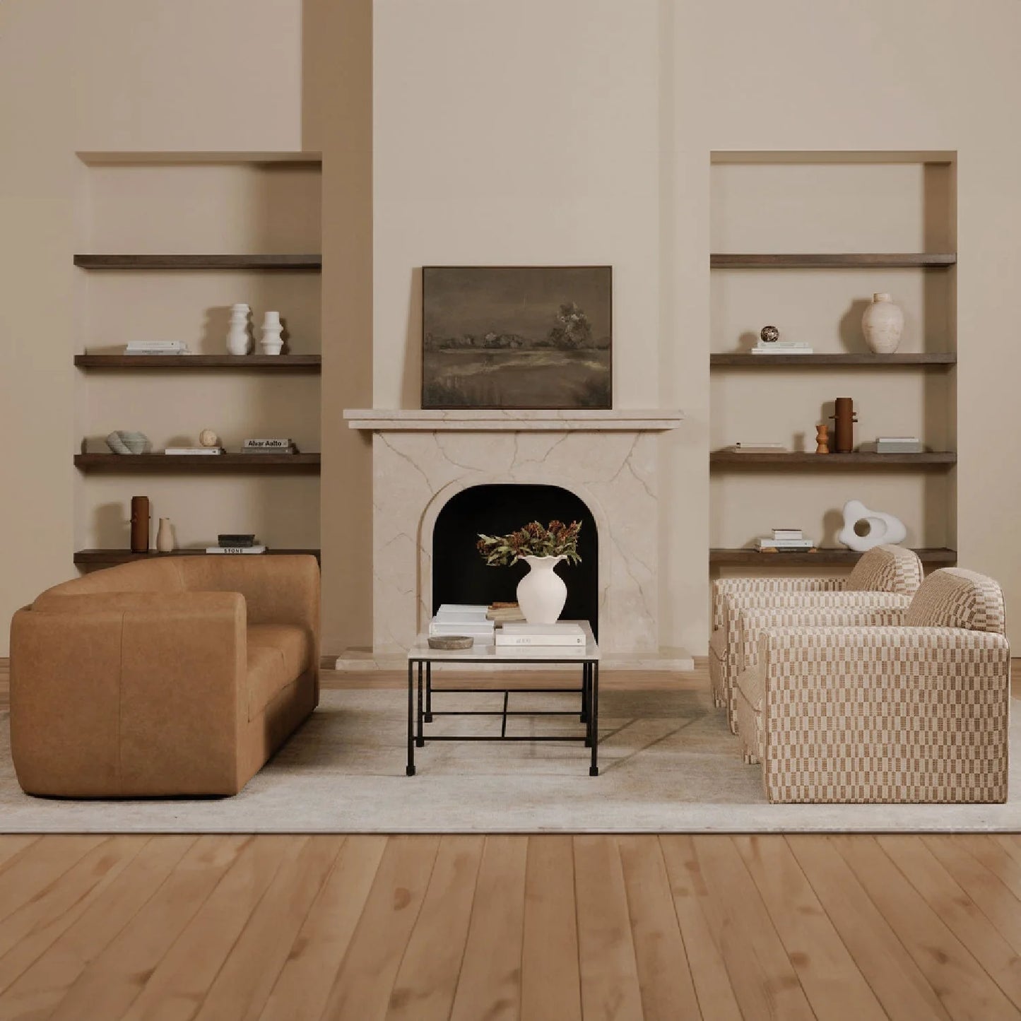 Luxury Rolled-Arm Accent Chair Modern Italian Style for Villa