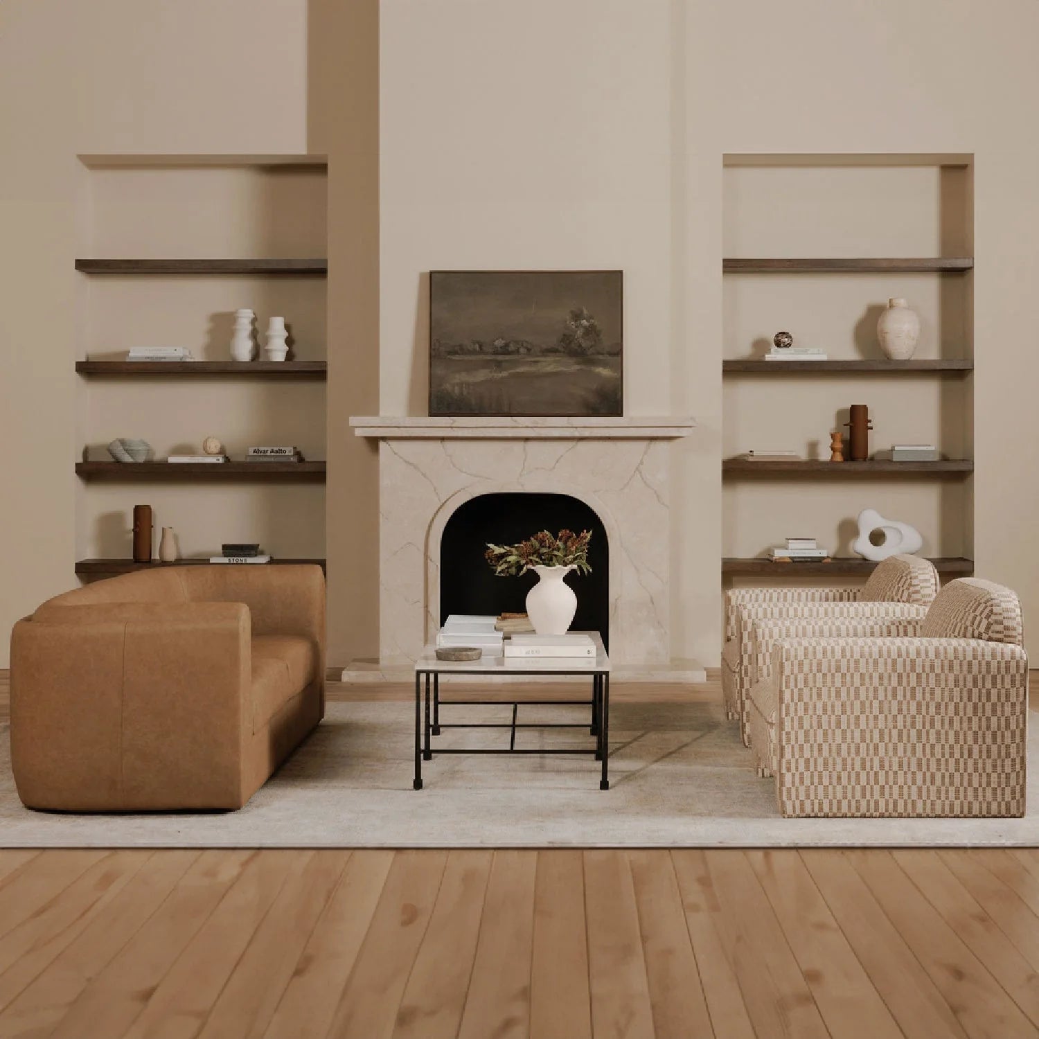 Luxury Rolled-Arm Accent Chair Modern Italian Style for Villa