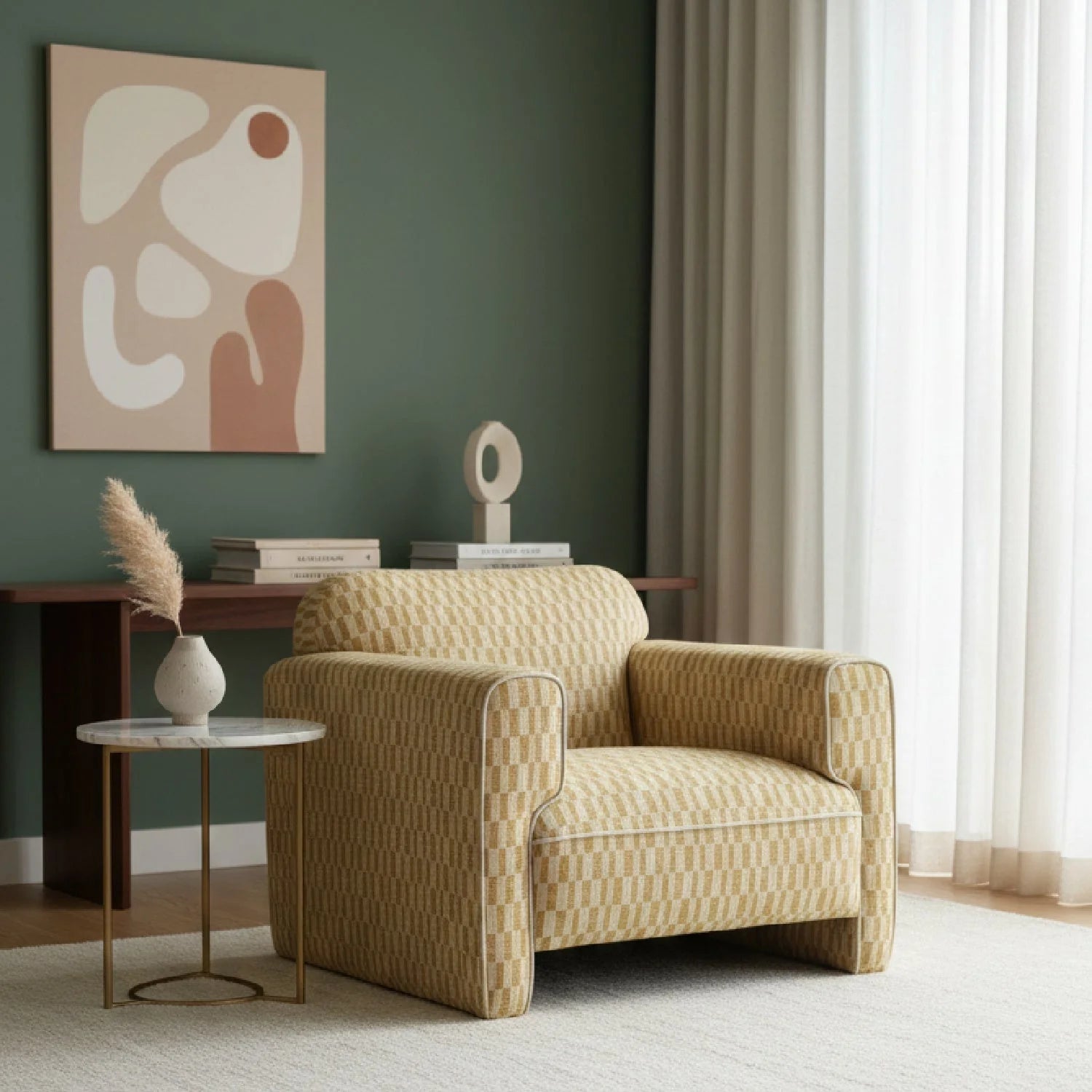 Luxury Rolled-Arm Accent Chair Modern Italian Style for Villa