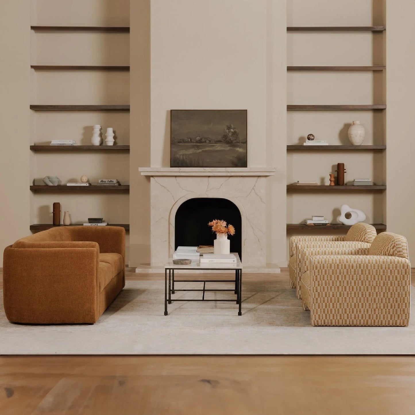 Luxury Rolled-Arm Accent Chair Modern Italian Style for Villa