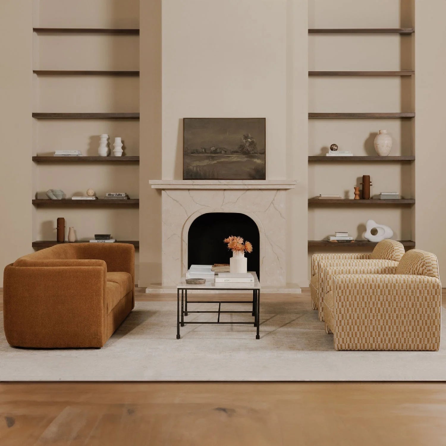 Luxury Rolled-Arm Accent Chair Modern Italian Style for Villa