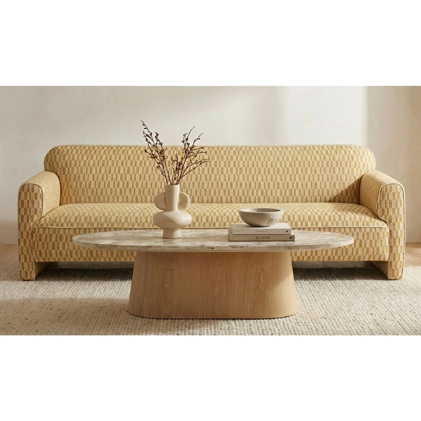 Luxury Rolled Arm Fabric Sofa Modern Italian Style for Villa