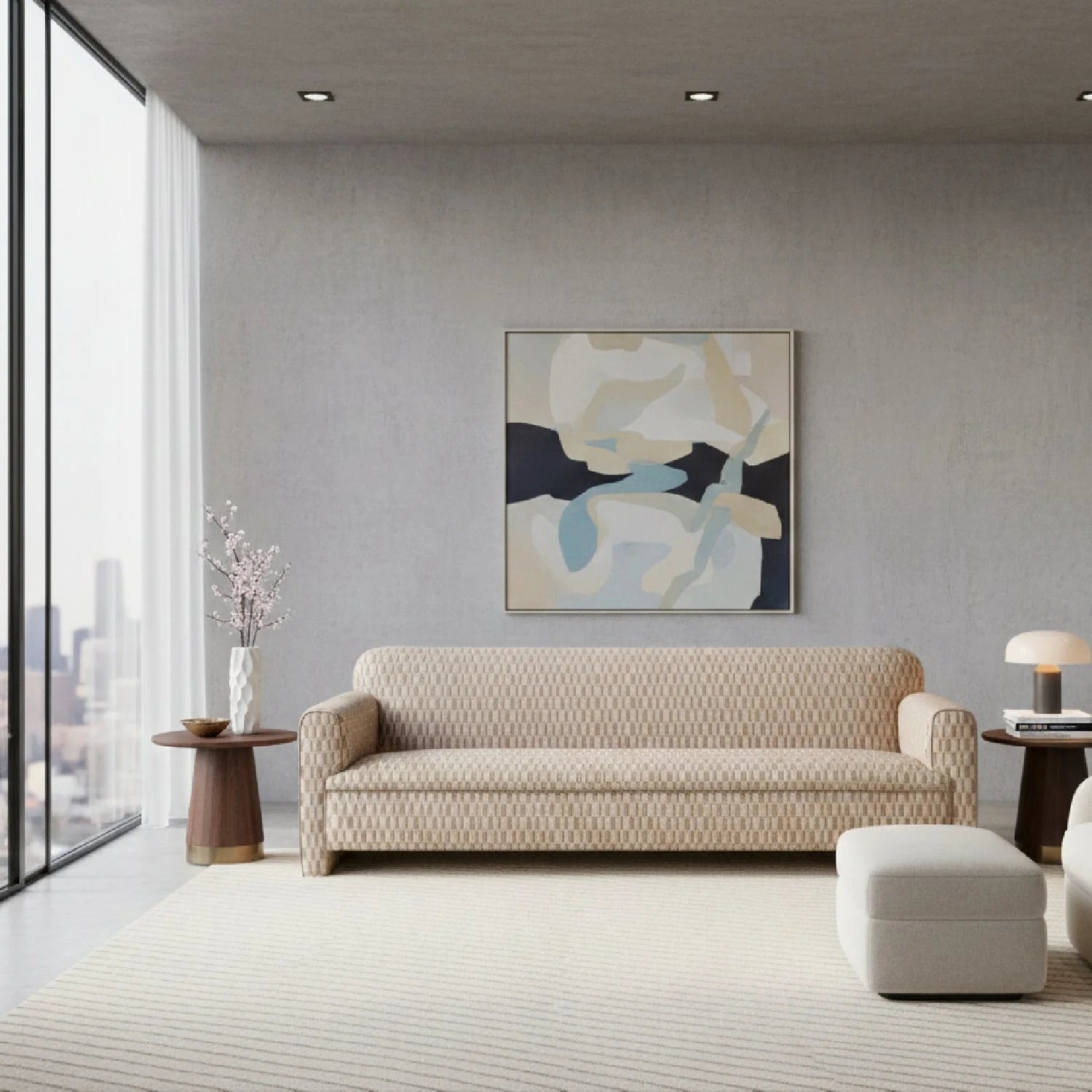 Luxury Rolled Arm Fabric Sofa Modern Italian Style for Villa