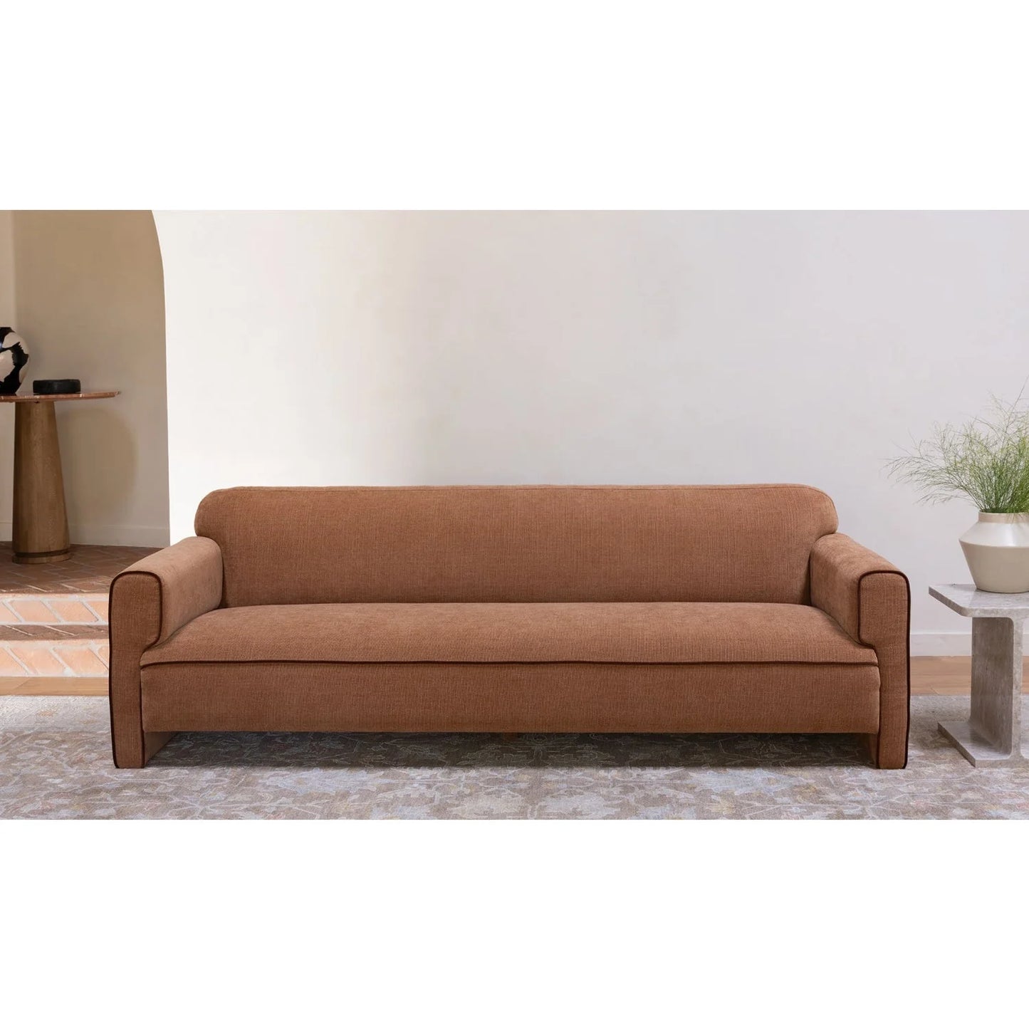 Luxury Rolled Arm Fabric Sofa Modern Italian Style for Villa