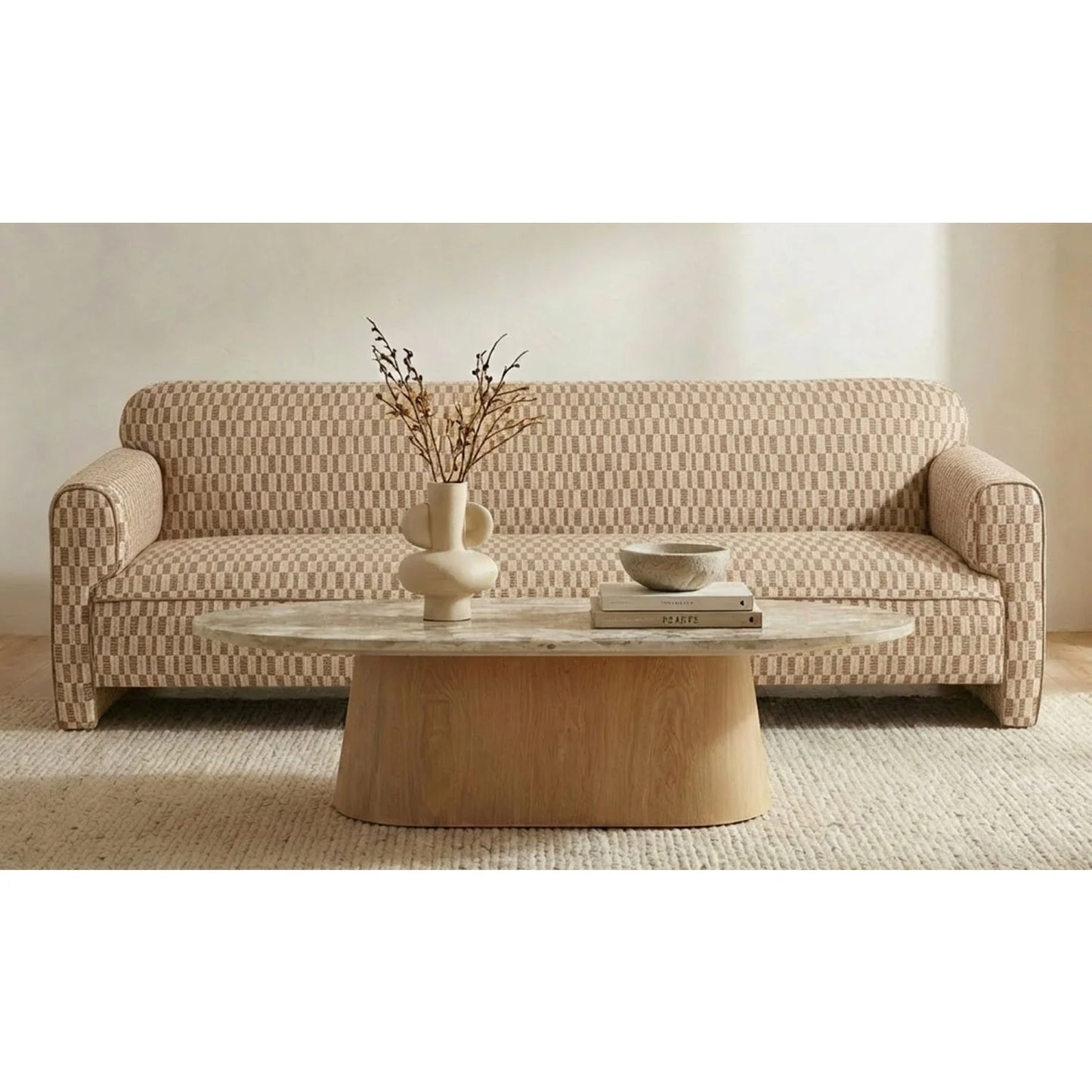 Luxury Rolled Arm Fabric Sofa Modern Italian Style for Villa