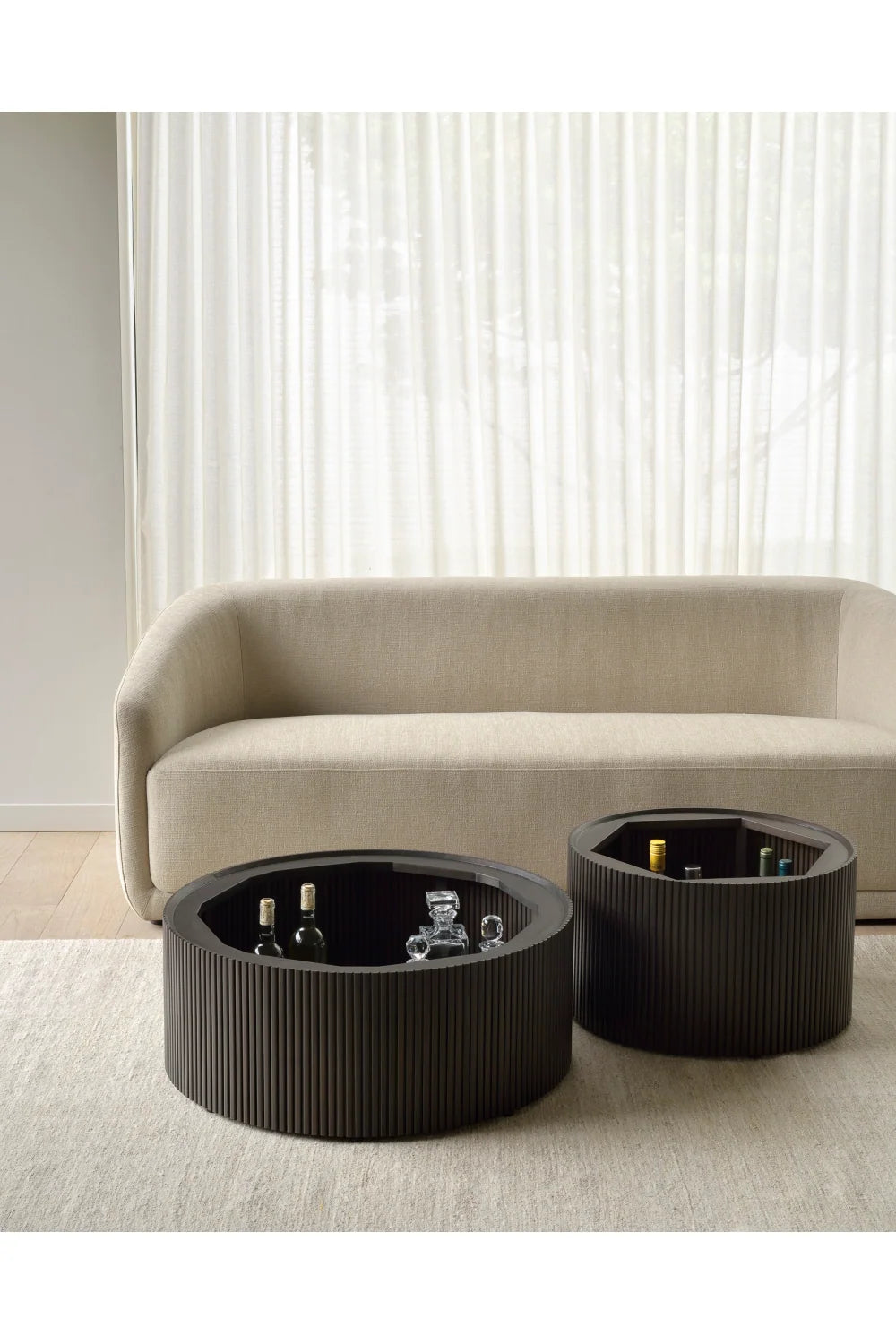 Luxury Roller Max Round Wood Storage Coffee Table Modern Italian Style for Villa