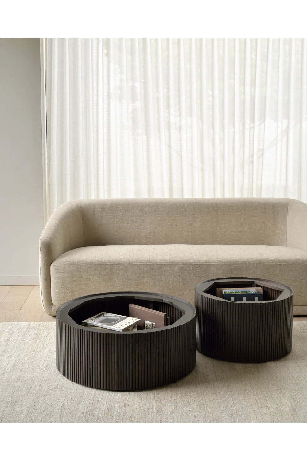 Luxury Roller Max Round Wood Storage Coffee Table Modern Italian Style for Villa