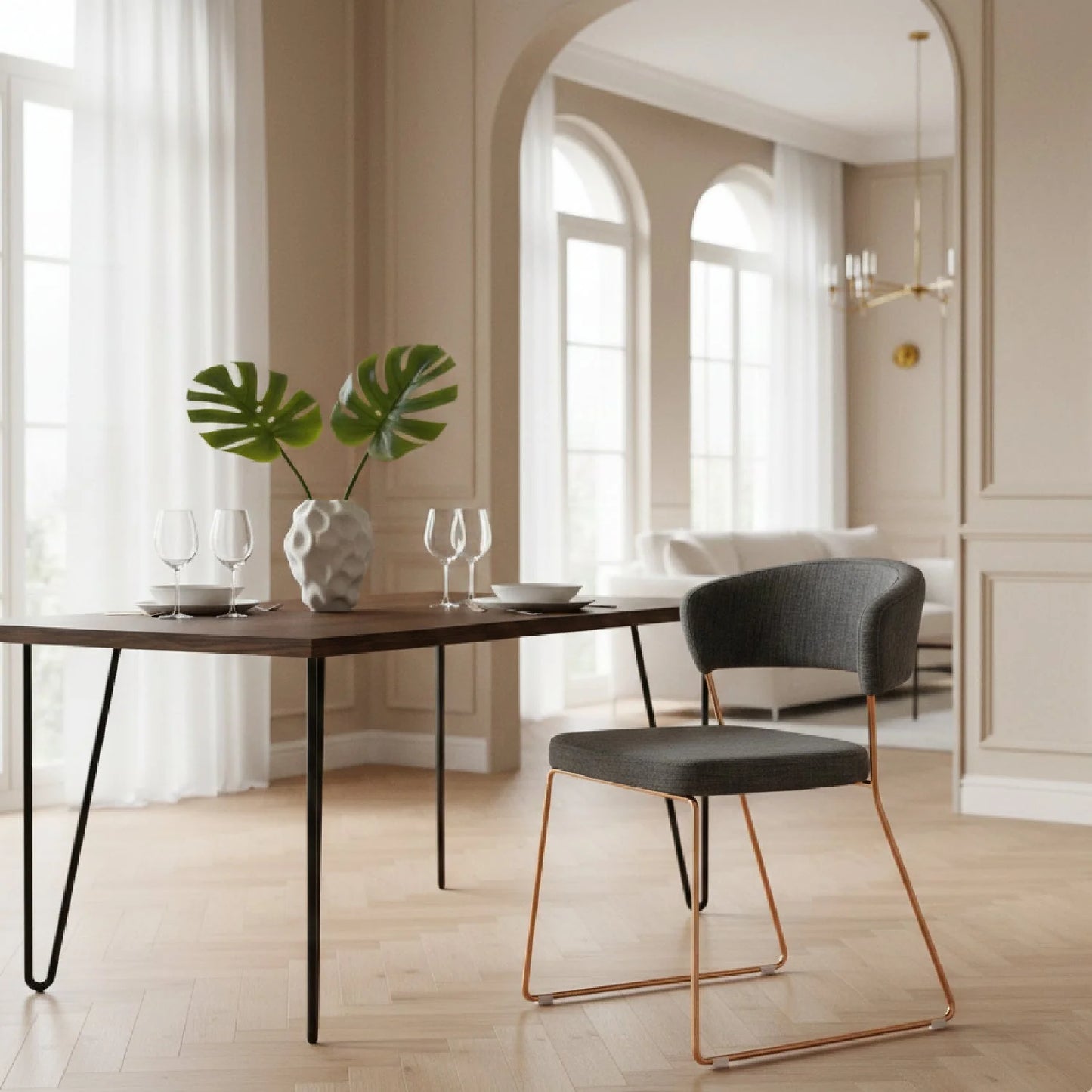 Luxury Rose Gold Modern Dining Chair European Style for Villa