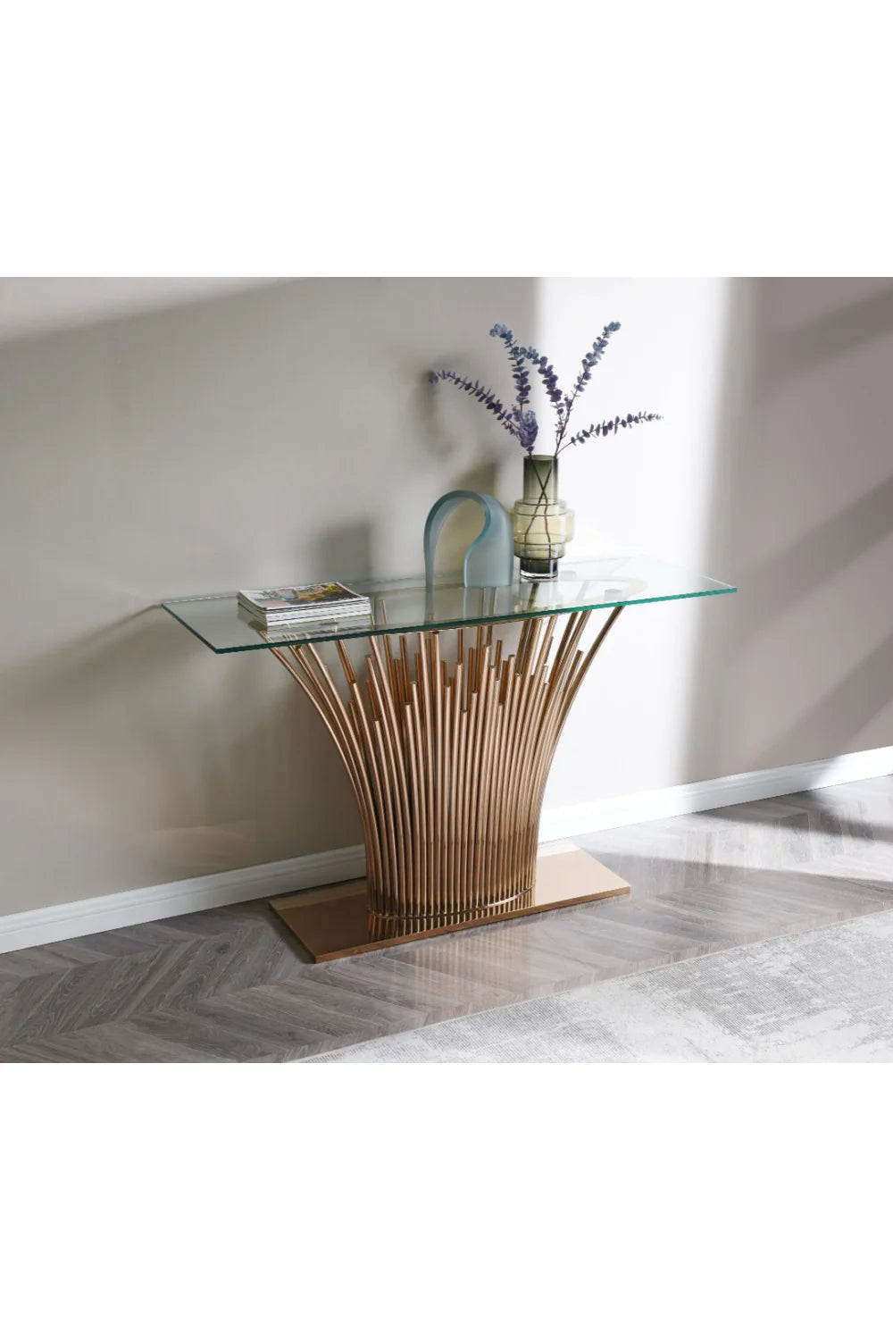 Luxury Rosegold Base Console Table Modern Italian Style for Villa