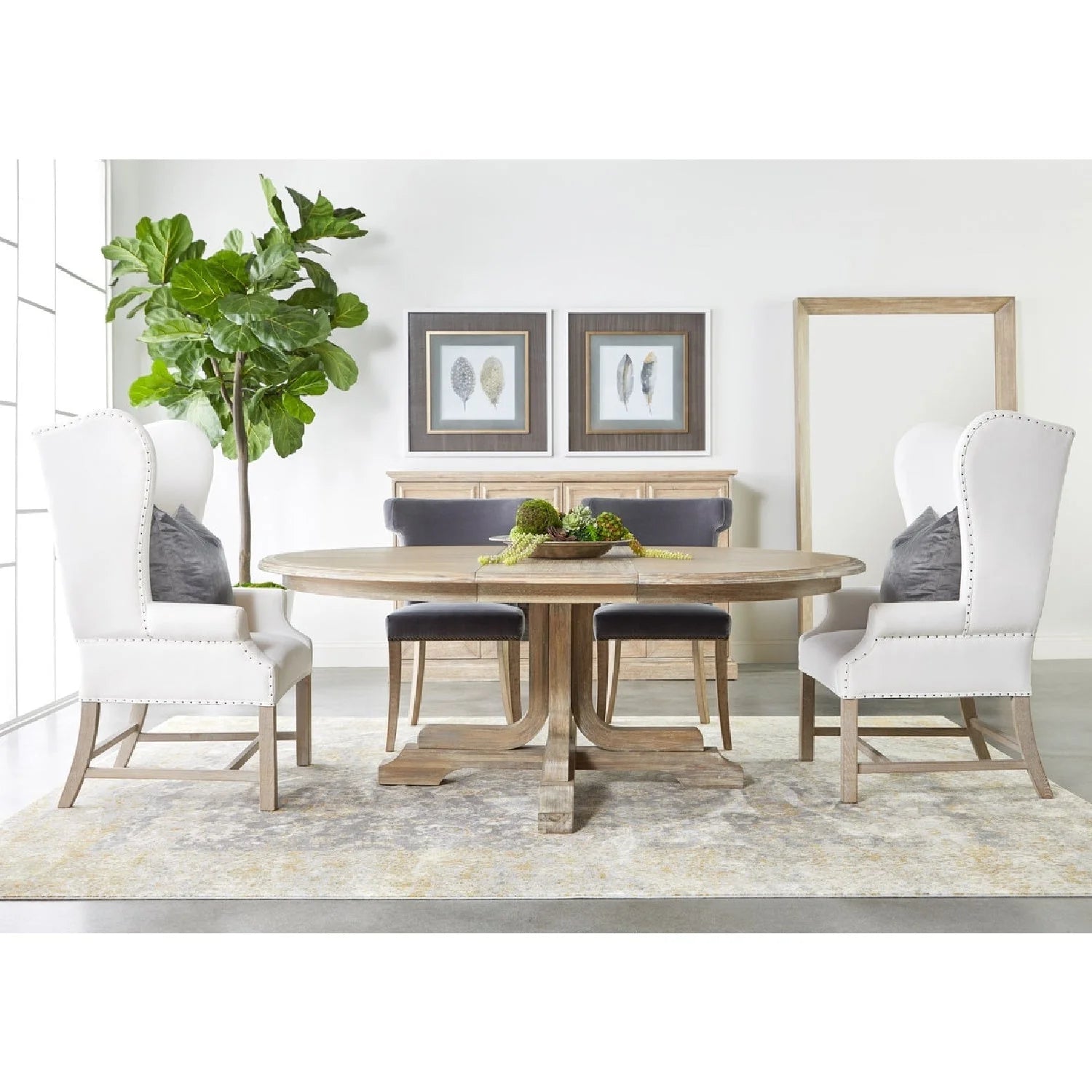 Luxury Round Acacia Extendable Dining Table Modern Italian Style for Villa