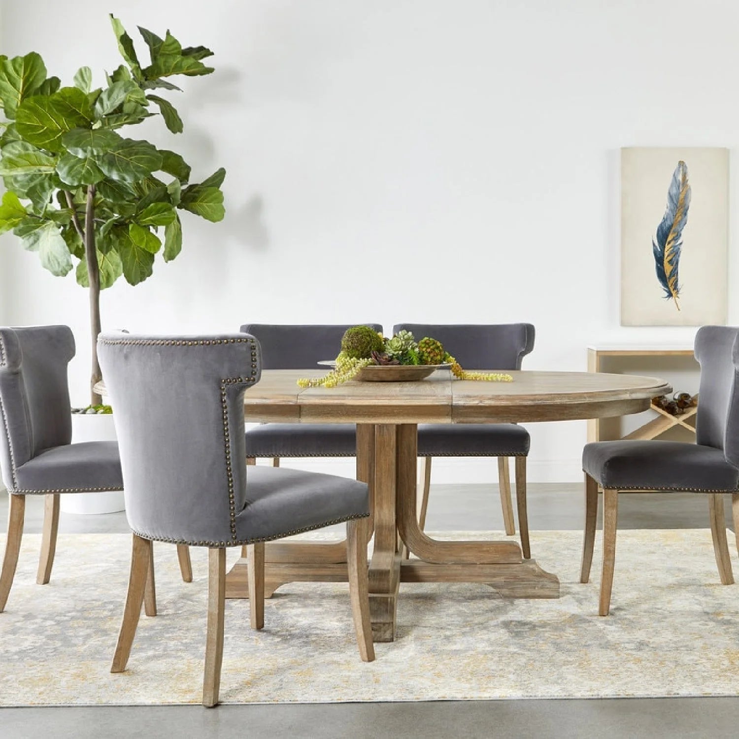 Luxury Round Acacia Extendable Dining Table Modern Italian Style for Villa
