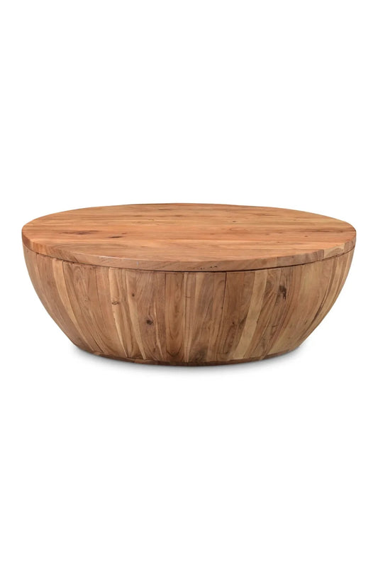 Luxury Round Acacia Storage Coffee Table Modern Italian Style for Villa