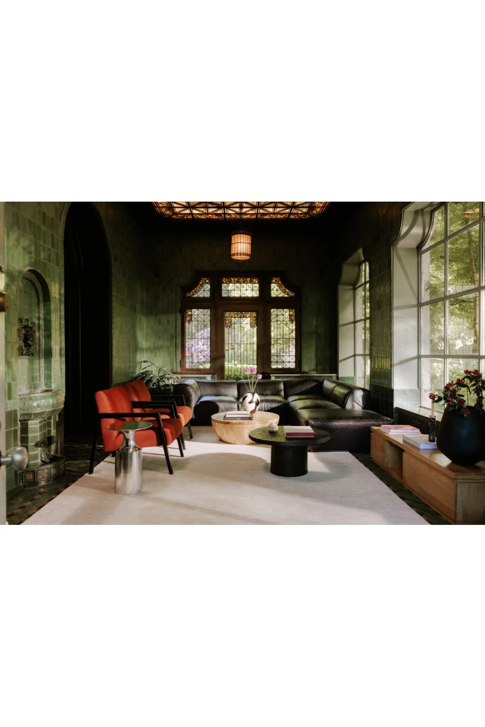 Luxury Round Acacia Storage Coffee Table Modern Italian Style for Villa