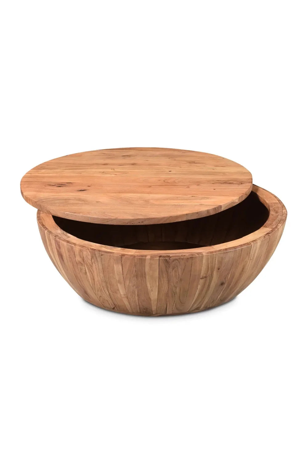 Luxury Round Acacia Storage Coffee Table Modern Italian Style for Villa