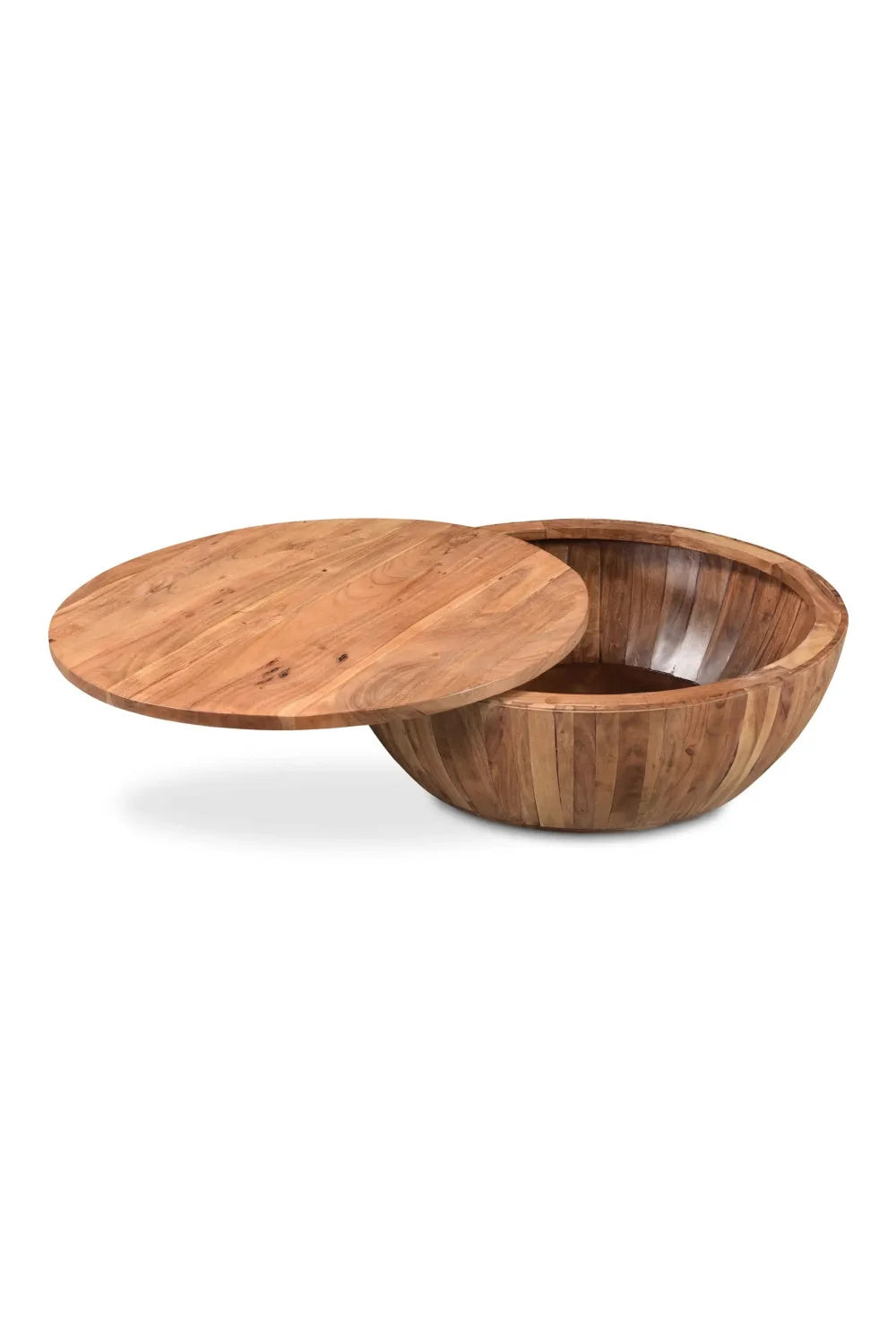 Luxury Round Acacia Storage Coffee Table Modern Italian Style for Villa