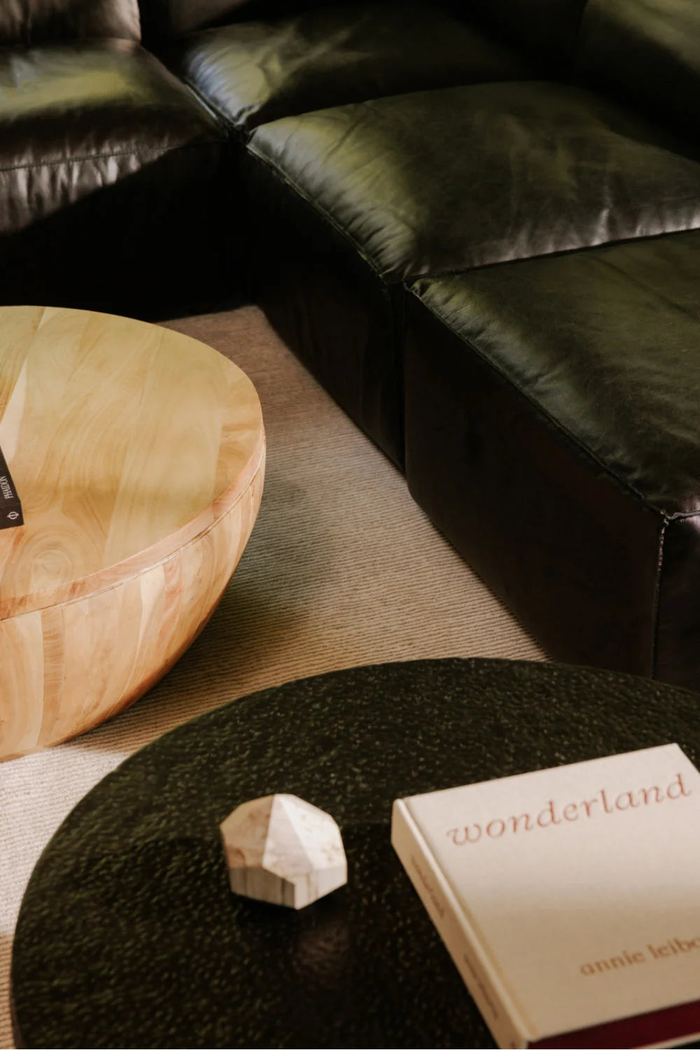 Luxury Round Acacia Storage Coffee Table Modern Italian Style for Villa