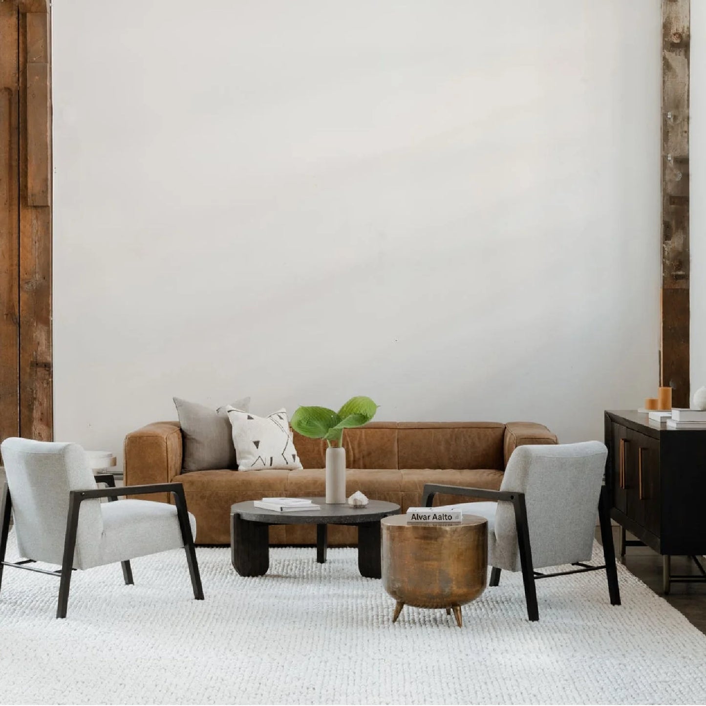 Luxury Round Acacia Wood Coffee Table Modern Italian Style for Villa