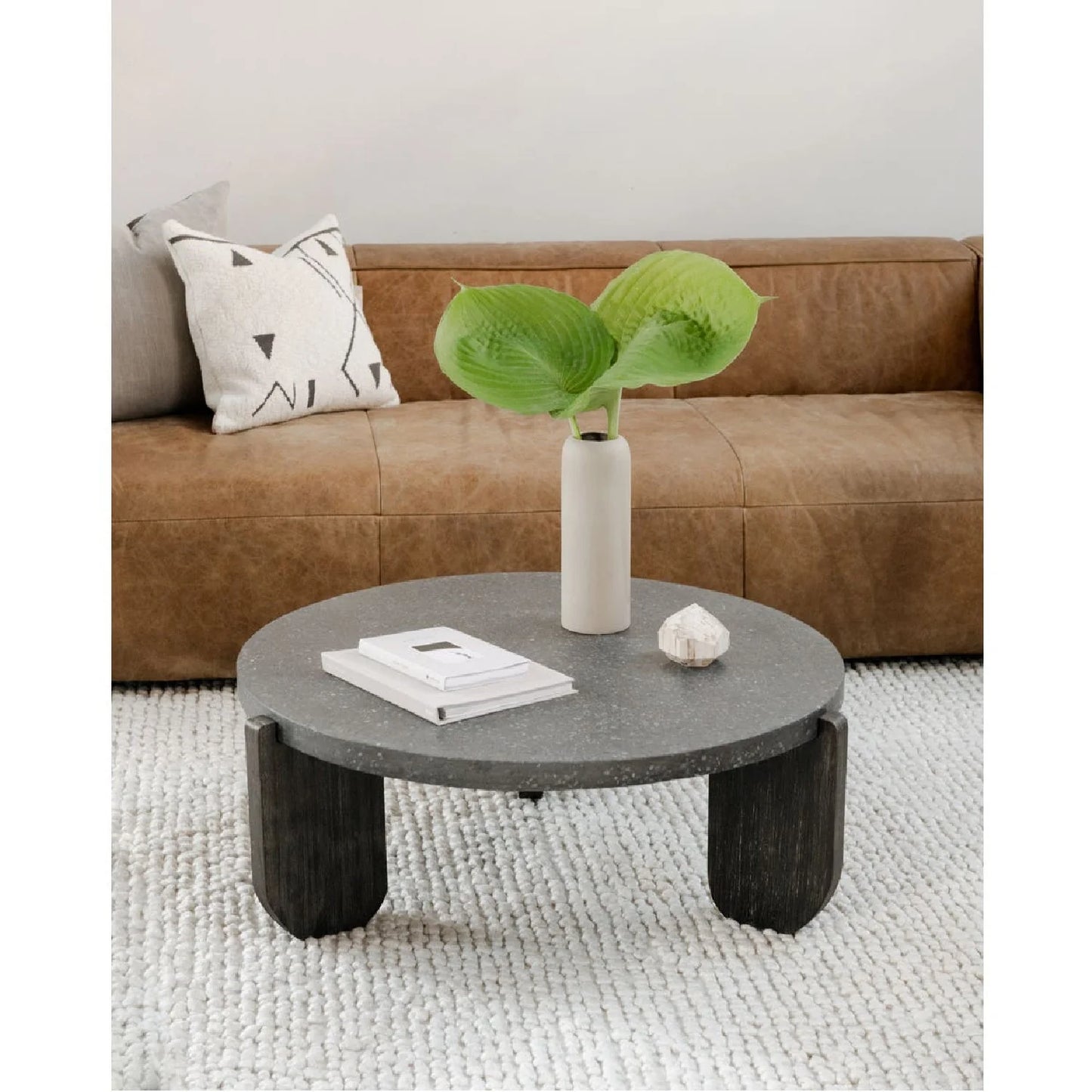 Luxury Round Acacia Wood Coffee Table Modern Italian Style for Villa