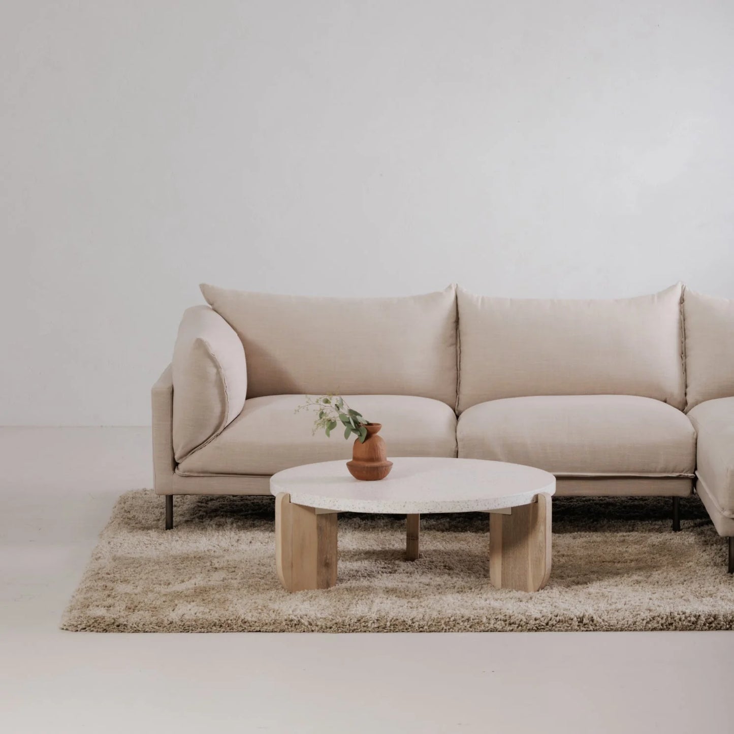 Luxury Round Acacia Wood Coffee Table Modern Italian Style for Villa