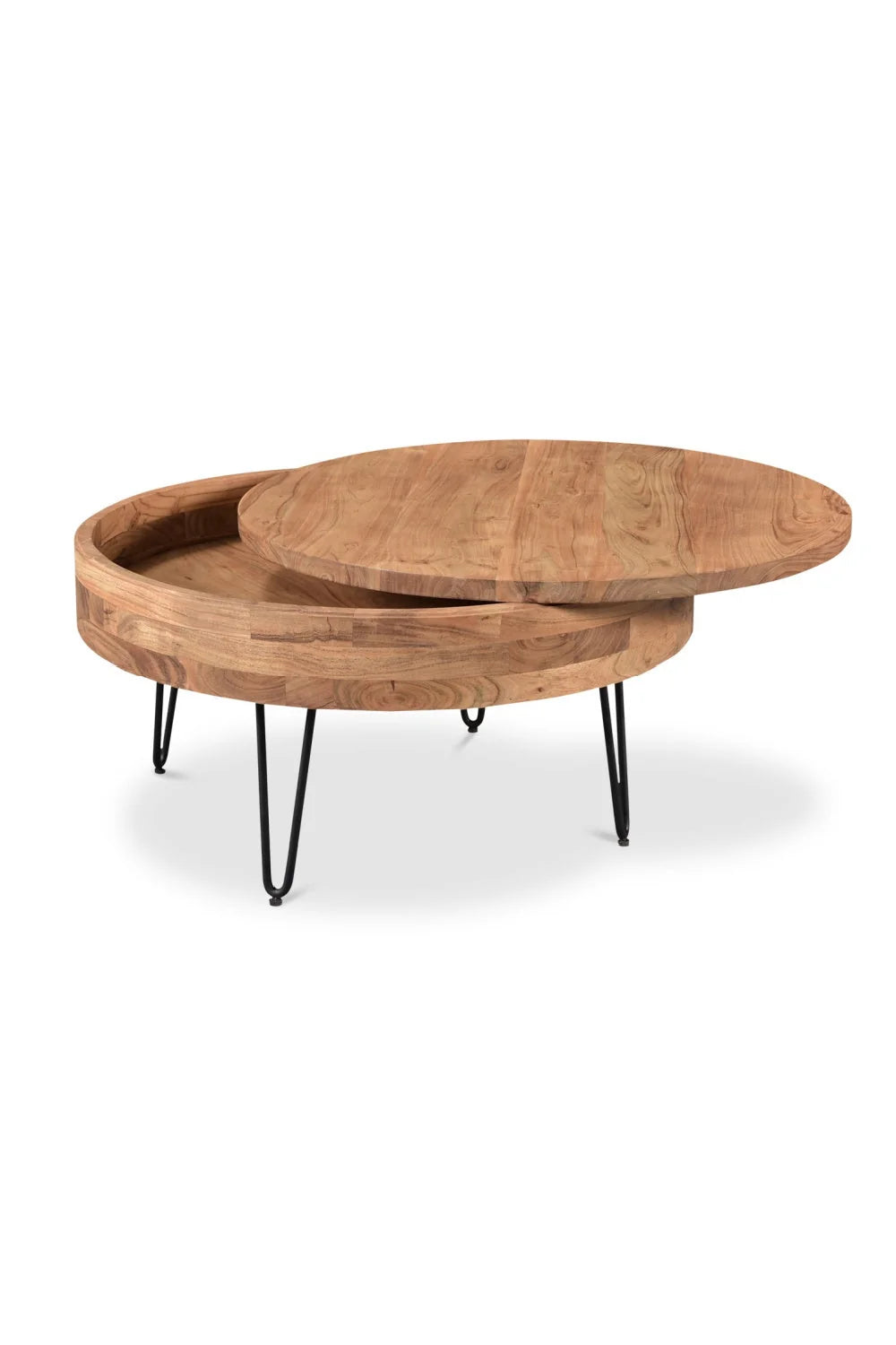 Luxury Round Acacia Wood Coffee Table Modern Italian Style for Villa