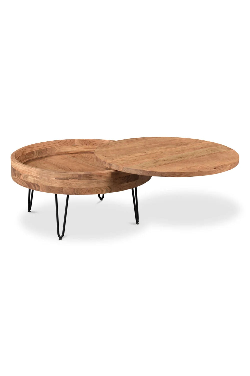 Luxury Round Acacia Wood Coffee Table Modern Italian Style for Villa