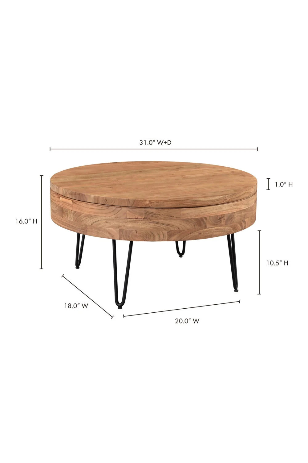 Luxury Round Acacia Wood Coffee Table Modern Italian Style for Villa