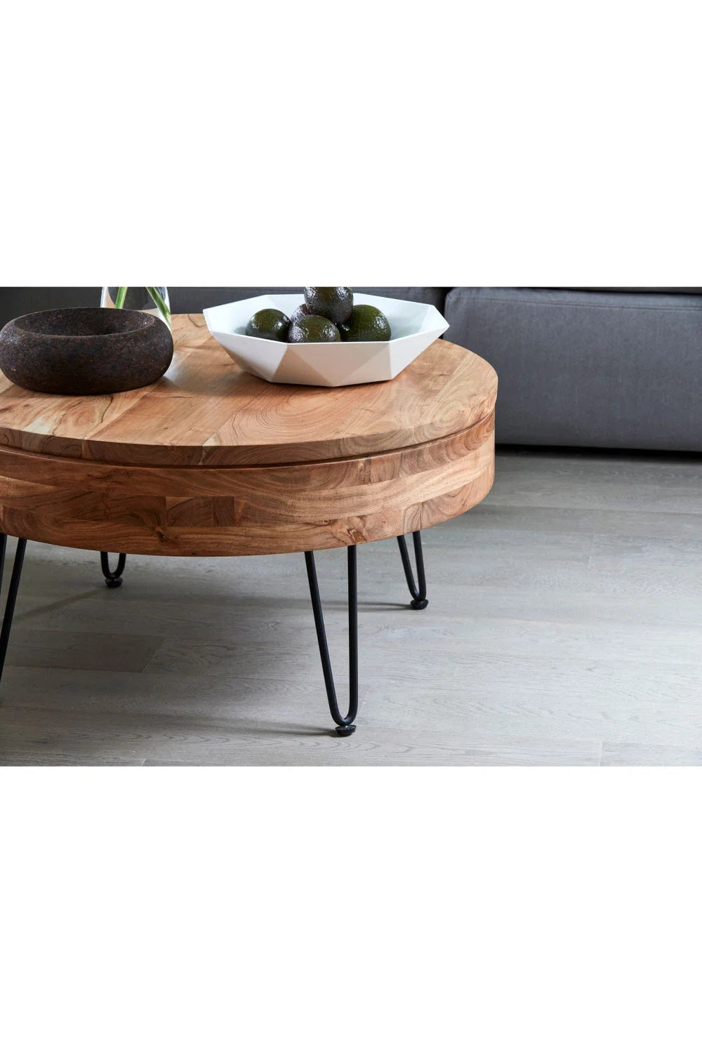 Luxury Round Acacia Wood Coffee Table Modern Italian Style for Villa