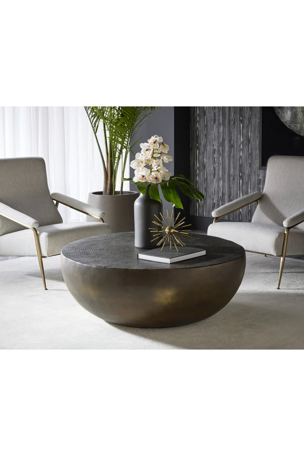 Luxury Round Antique Bronze Coffee Table Modern Italian Style for Villa