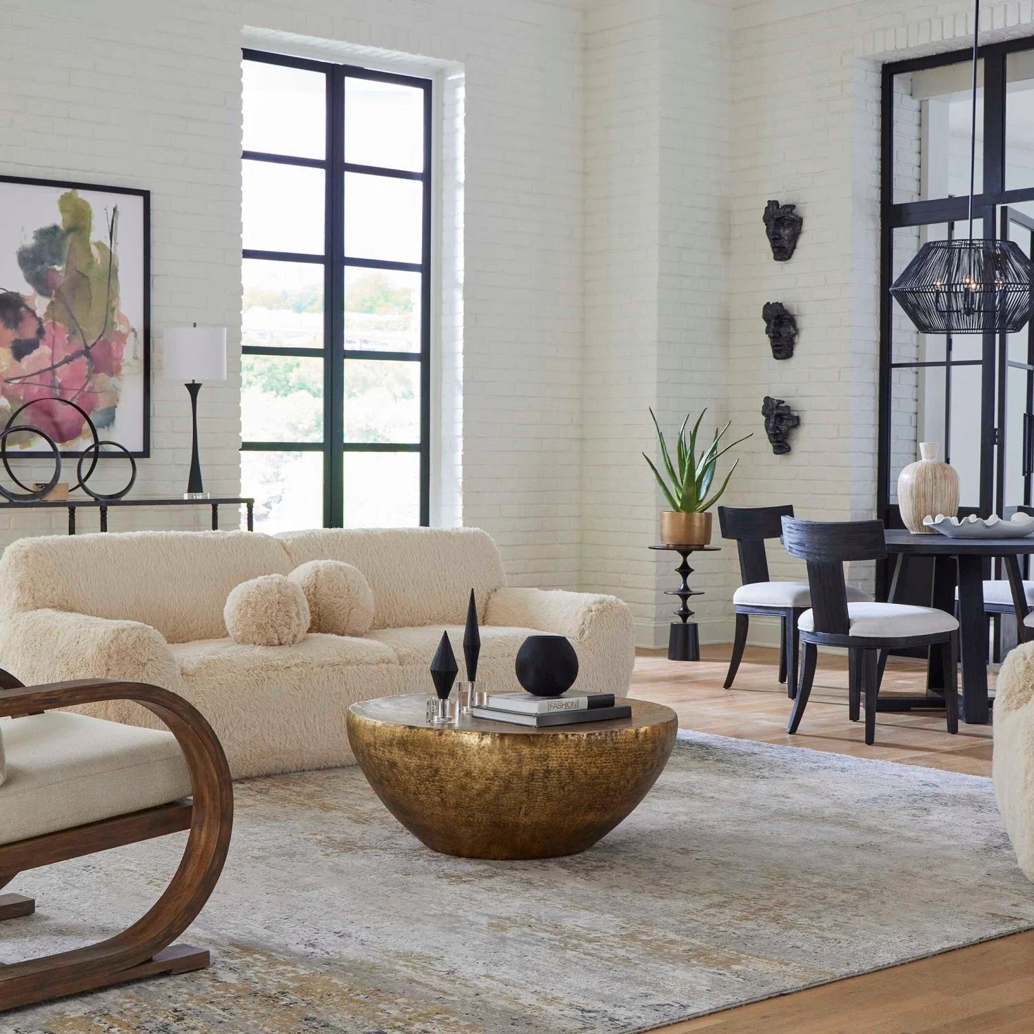 Luxury Round Antique Gold Aluminum Coffee Table Modern Italian Style for Villa