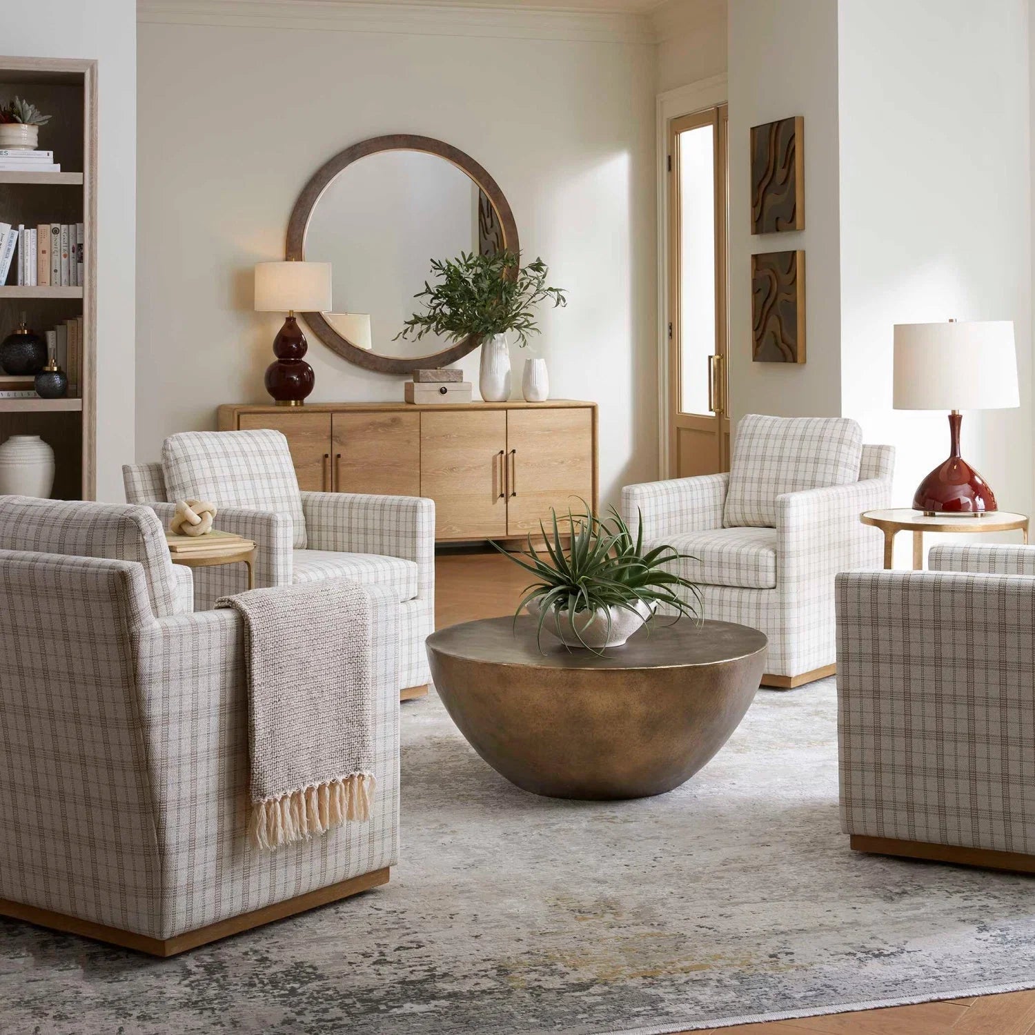 Luxury Round Antique Gold Aluminum Coffee Table Modern Italian Style for Villa