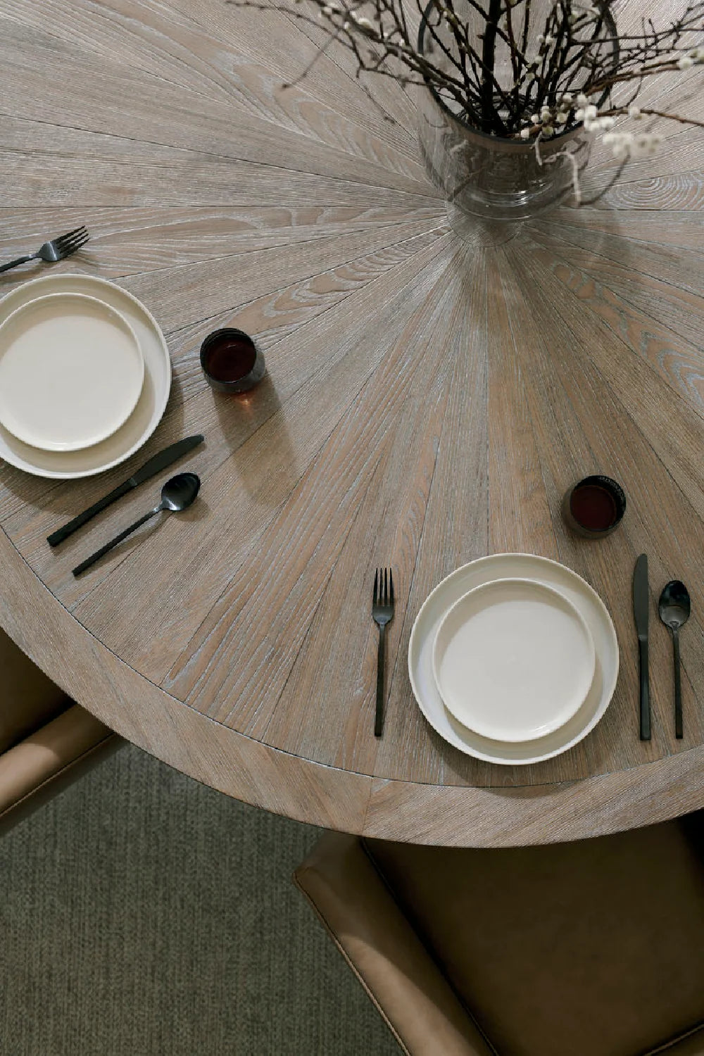 Luxury Round Ash Dining Table Modern Italian Style for Villa