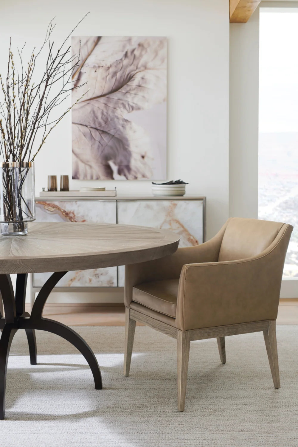 Luxury Round Ash Dining Table Modern Italian Style for Villa